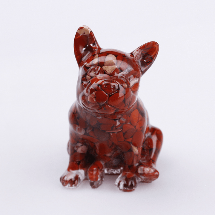 Olivenorma Crystal French Bulldog Gemstone Decoration - Red Jasper - image 22