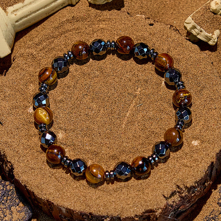 Olivenorma 2Pcs Tiger Eye Hematite Obsidian Beaded Bracelet - image 4