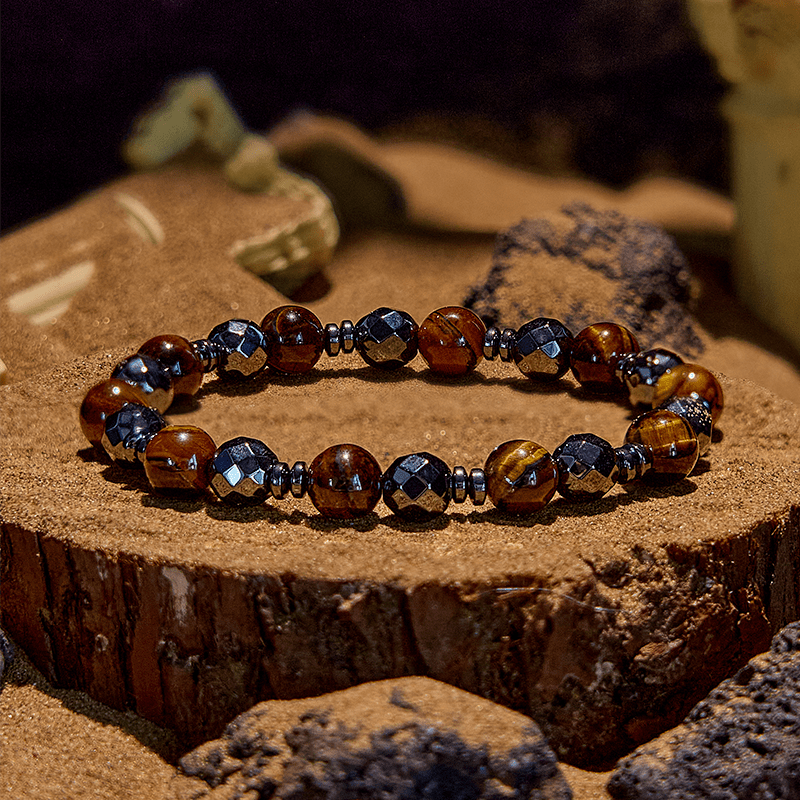 Olivenorma 2Pcs Tiger Eye Hematite Obsidian Beaded Bracelet - image 3