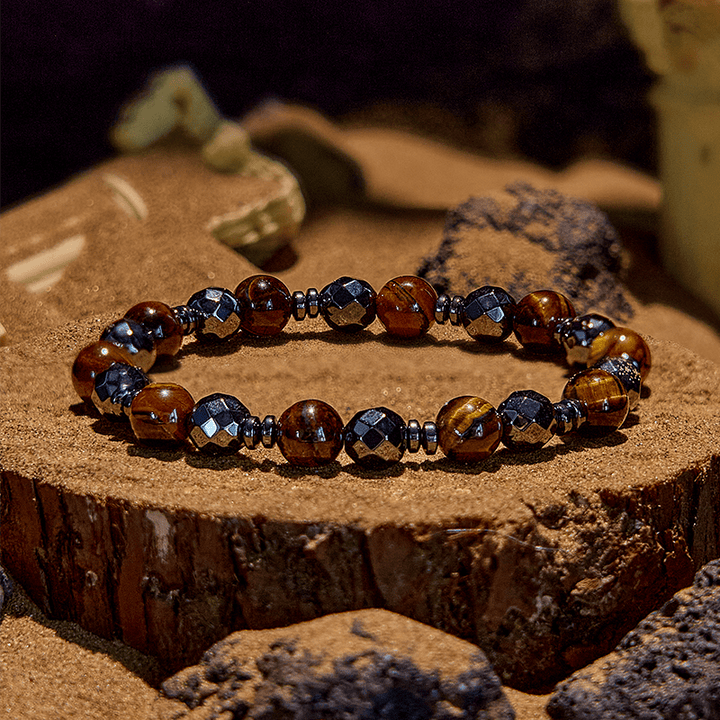 Olivenorma 2Pcs Tiger Eye Hematite Obsidian Beaded Bracelet - image 3
