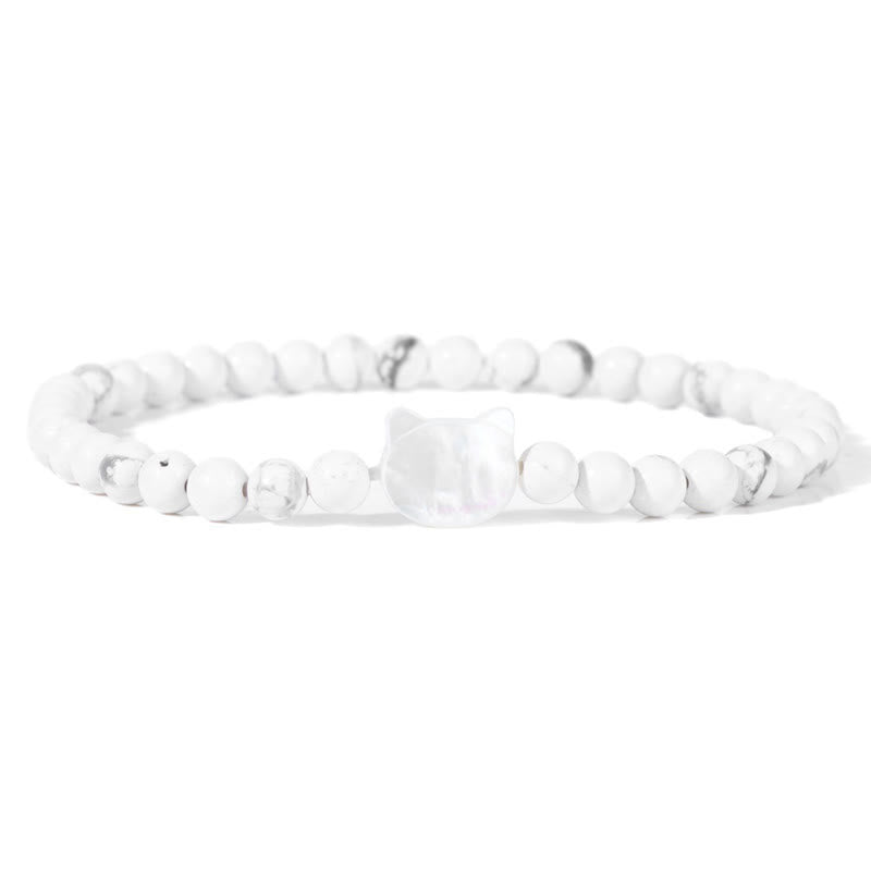 Olivenorma Nacre Kitten 4mm Natural Stone Beads Bracelet - Howlite - image 5