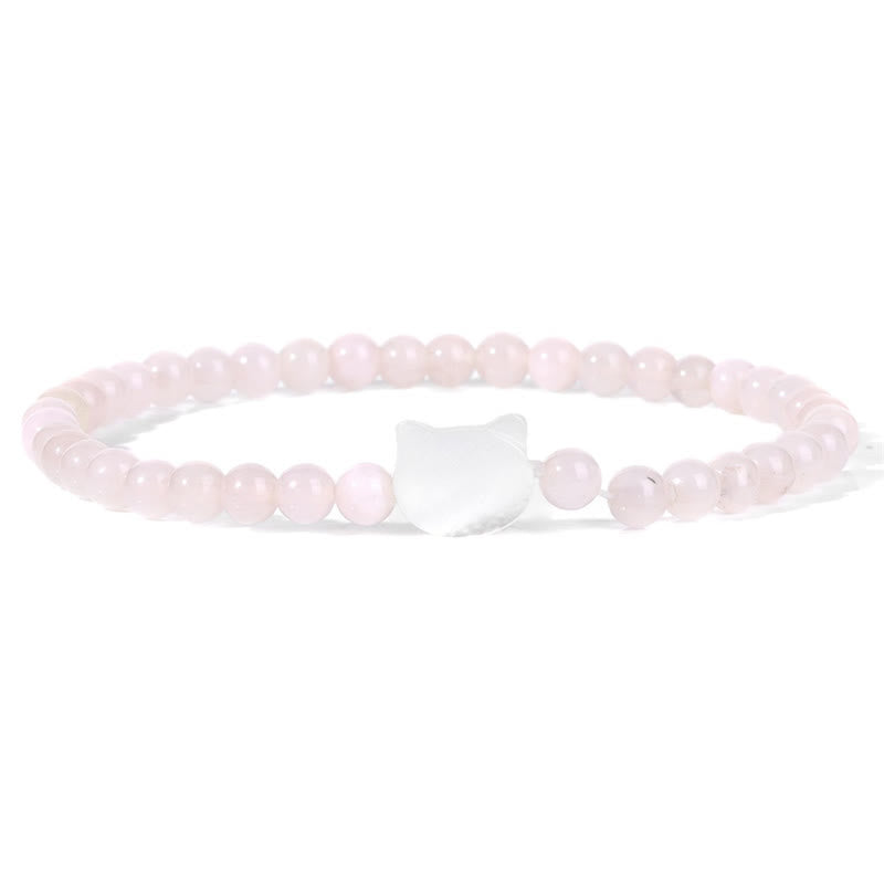 Olivenorma Nacre Kitten 4mm Natural Stone Beads Bracelet - Rose Quartz - image 7