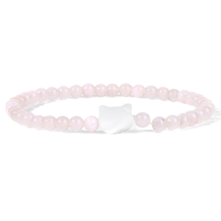 Olivenorma Nacre Kitten 4mm Natural Stone Beads Bracelet - Rose Quartz - image 7