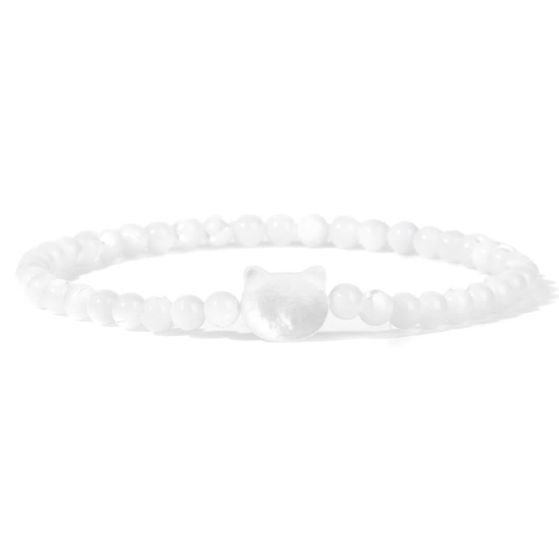 Olivenorma Nacre Kitten 4mm Natural Stone Beads Bracelet - Clear Crystal - image 1
