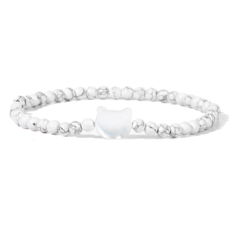 Olivenorma Nacre Kitten 4mm Natural Stone Beads Bracelet - White Turquoise - image 3