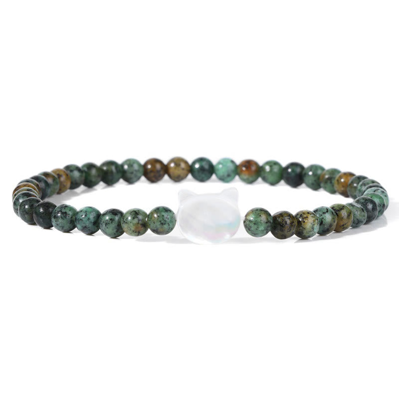 Olivenorma Nacre Kitten 4mm Natural Stone Beads Bracelet - African Turquoise#2 - image 62