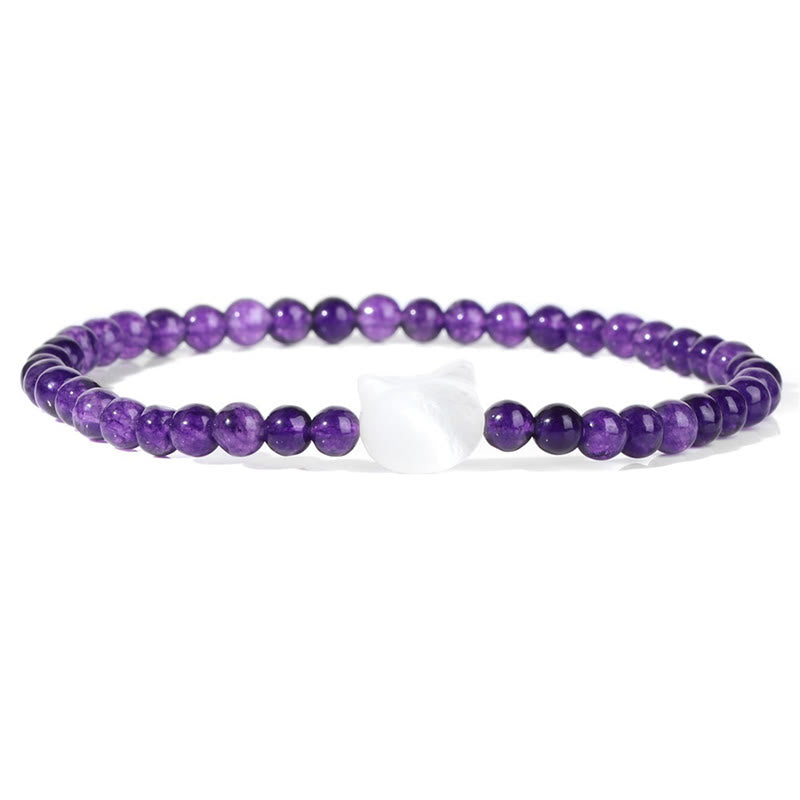 Olivenorma Nacre Kitten 4mm Natural Stone Beads Bracelet - Amethyst - image 20