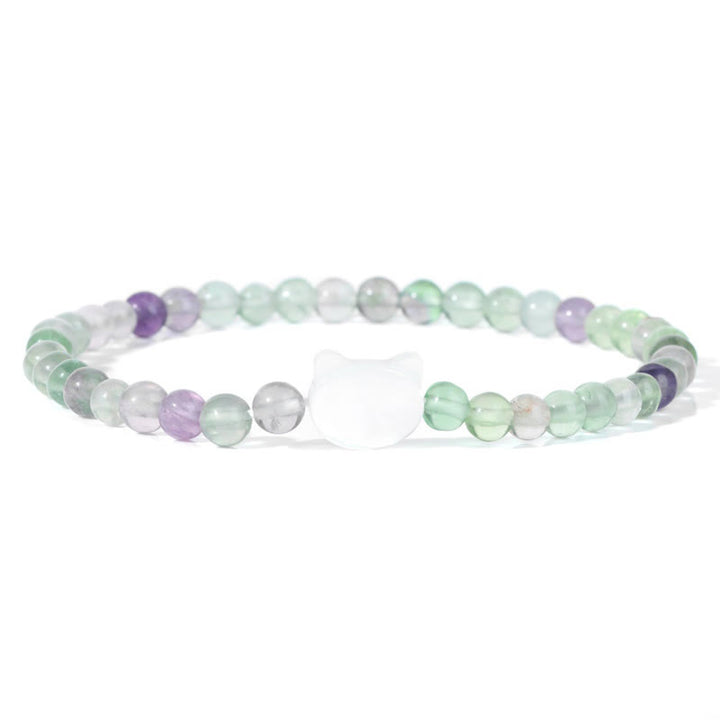 Olivenorma Nacre Kitten 4mm Natural Stone Beads Bracelet - Fluorite - image 24
