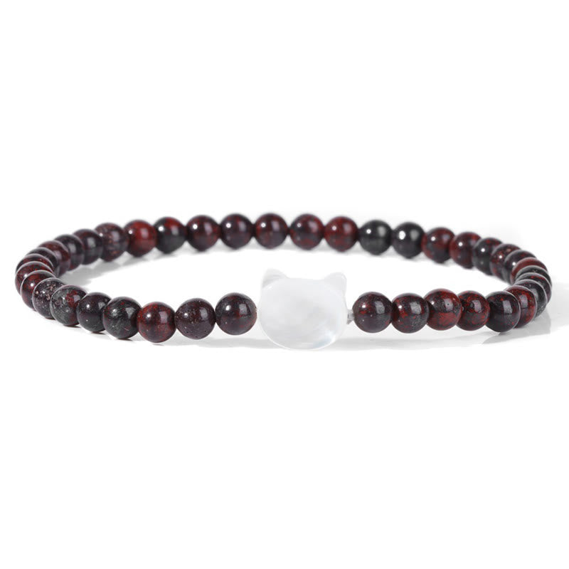Olivenorma Nacre Kitten 4mm Natural Stone Beads Bracelet - Garnet - image 67