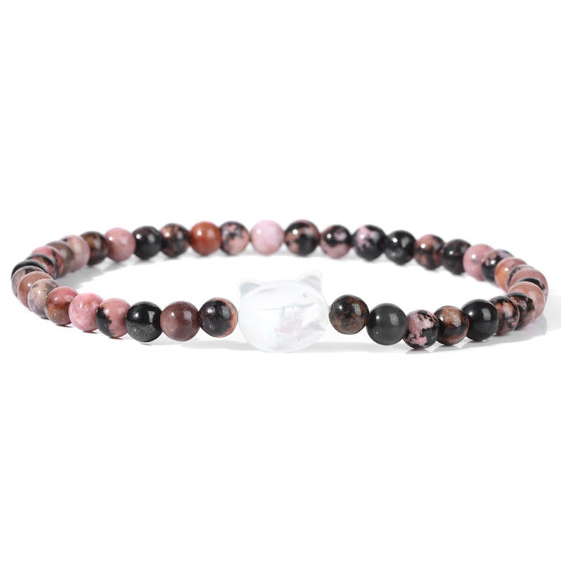 Olivenorma Nacre Kitten 4mm Natural Stone Beads Bracelet - Rhodonite - image 16