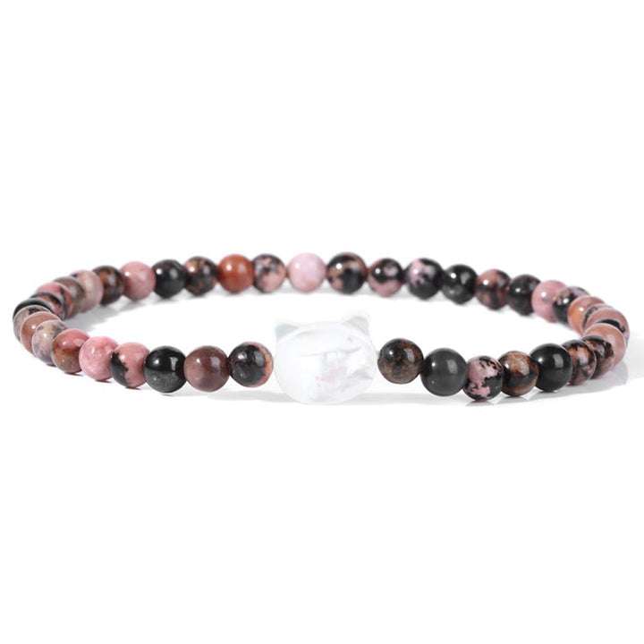 Olivenorma Nacre Kitten 4mm Natural Stone Beads Bracelet - Rhodonite - image 16