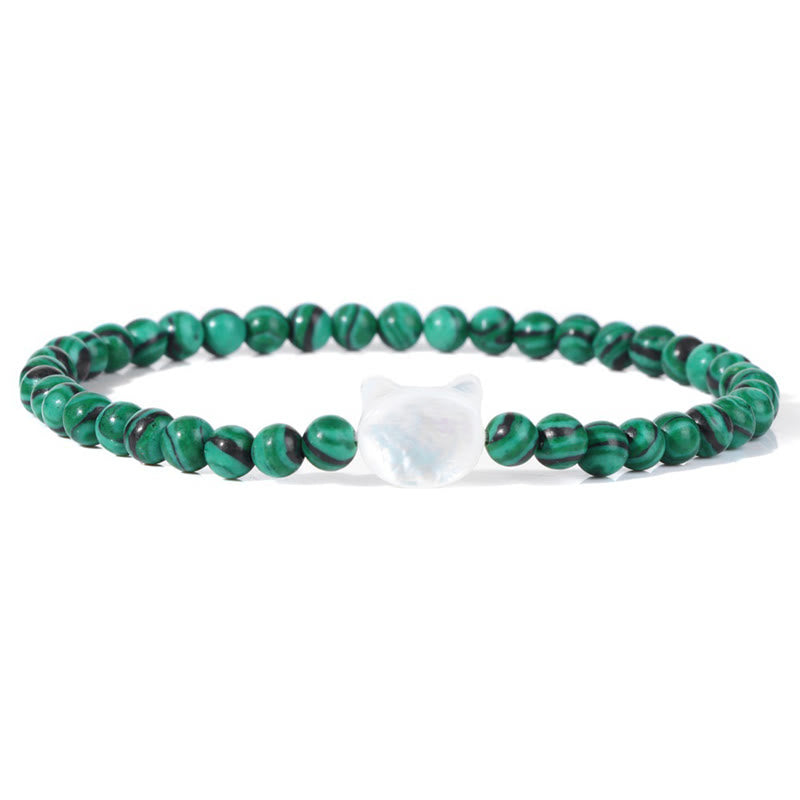Olivenorma Nacre Kitten 4mm Natural Stone Beads Bracelet - Malachite - image 32