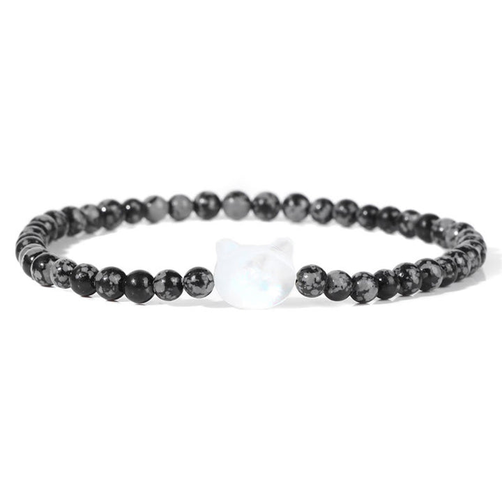 Olivenorma Nacre Kitten 4mm Natural Stone Beads Bracelet - Snowflake Obsidian - image 50