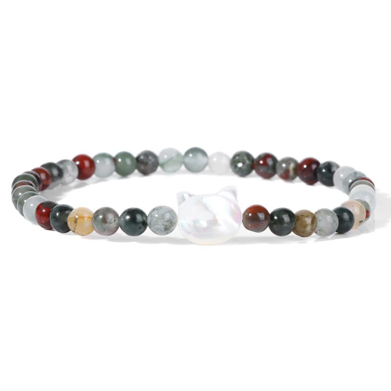Olivenorma Nacre Kitten 4mm Natural Stone Beads Bracelet - India Agate - image 65