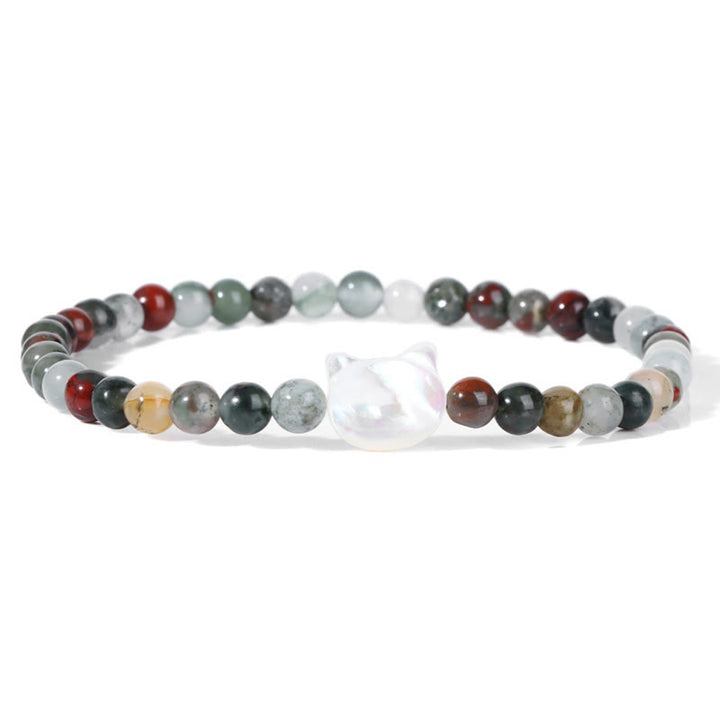 Olivenorma Nacre Kitten 4mm Natural Stone Beads Bracelet - India Agate - image 65