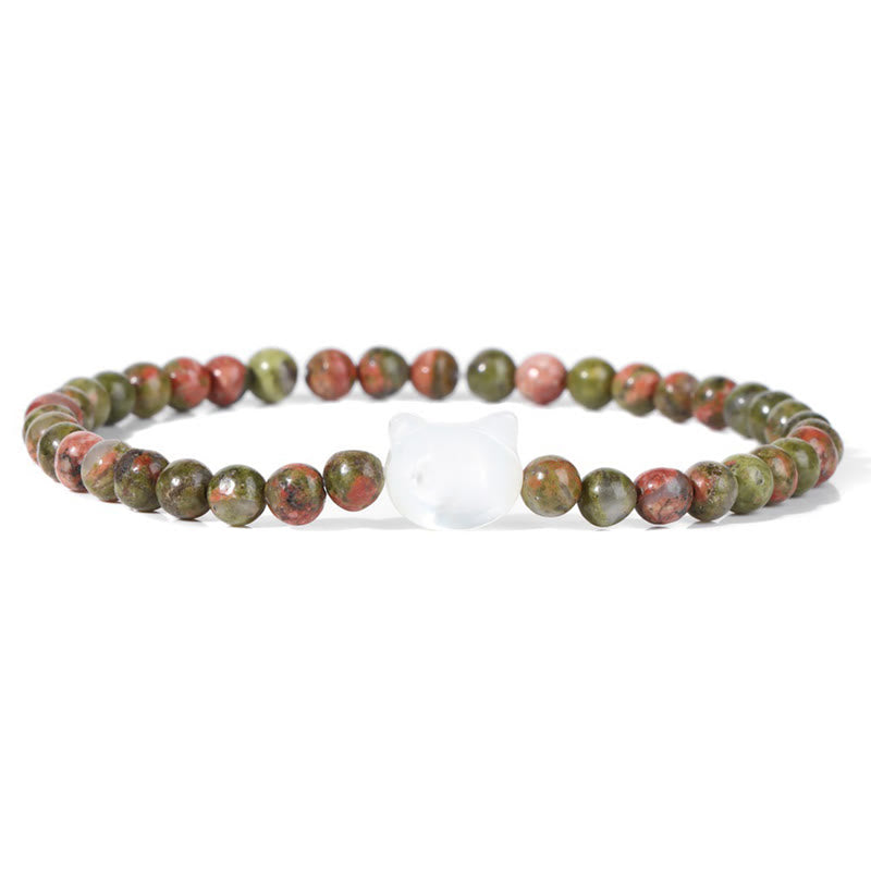 Olivenorma Nacre Kitten 4mm Natural Stone Beads Bracelet - Unakite - image 63