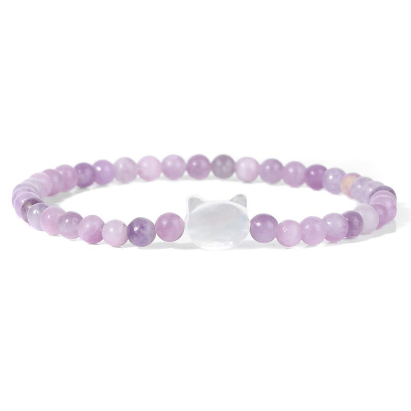 Olivenorma Nacre Kitten 4mm Natural Stone Beads Bracelet - Lepidolite - image 18