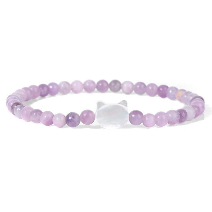 Olivenorma Nacre Kitten 4mm Natural Stone Beads Bracelet - Lepidolite - image 18