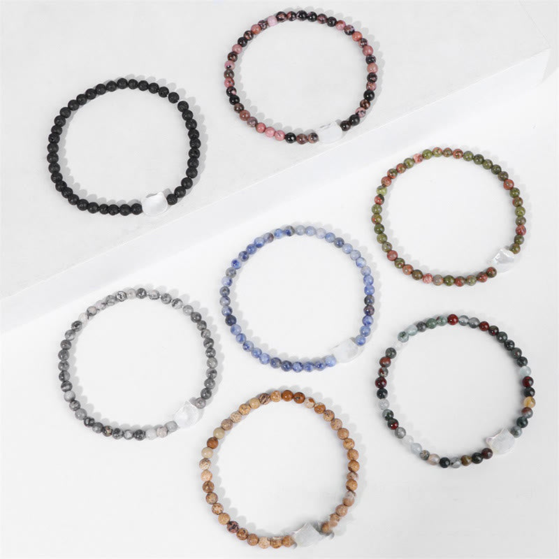 Olivenorma Nacre Kitten 4mm Natural Stone Beads Bracelet - image 84