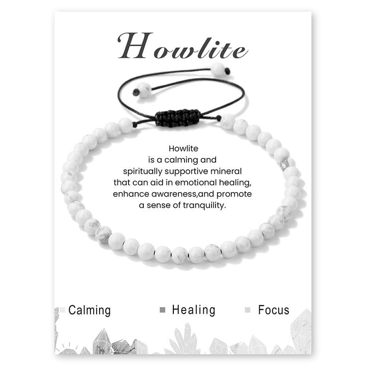 Olivenorma 4mm/6mm Natural Stone Beaded Drawstring Bracelet - Howlite - 4mm - image 4