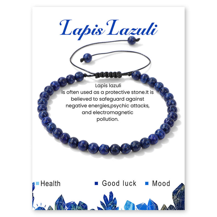 Olivenorma 4mm/6mm Natural Stone Beaded Drawstring Bracelet - Lapis Lazuli - 4mm - image 44
