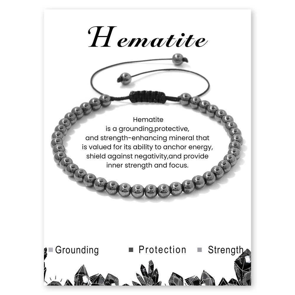 Olivenorma 4mm/6mm Natural Stone Beaded Drawstring Bracelet - Hematite - 4mm - image 20