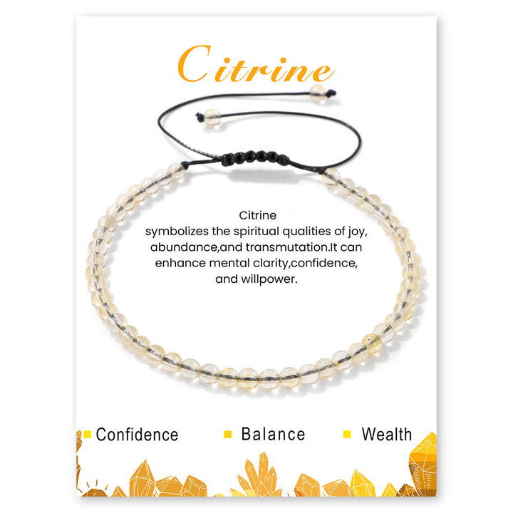 Olivenorma 4mm/6mm Natural Stone Beaded Drawstring Bracelet - Citrine - 4mm - image 40