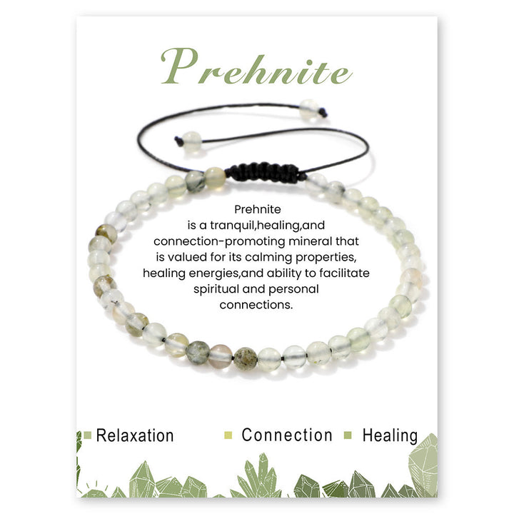 Olivenorma 4mm/6mm Natural Stone Beaded Drawstring Bracelet - Prehnite - 4mm - image 28