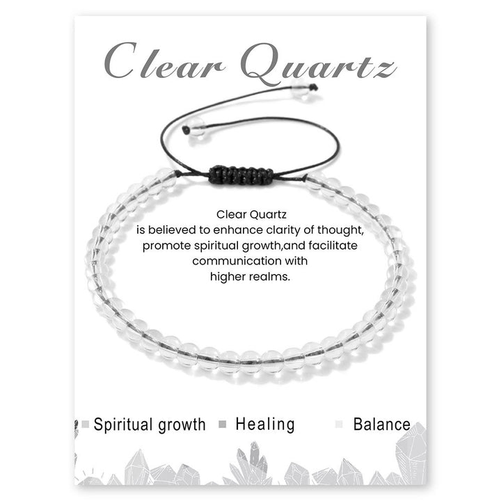 Olivenorma 4mm/6mm Natural Stone Beaded Drawstring Bracelet - Clear Crystal - 4mm - image 8