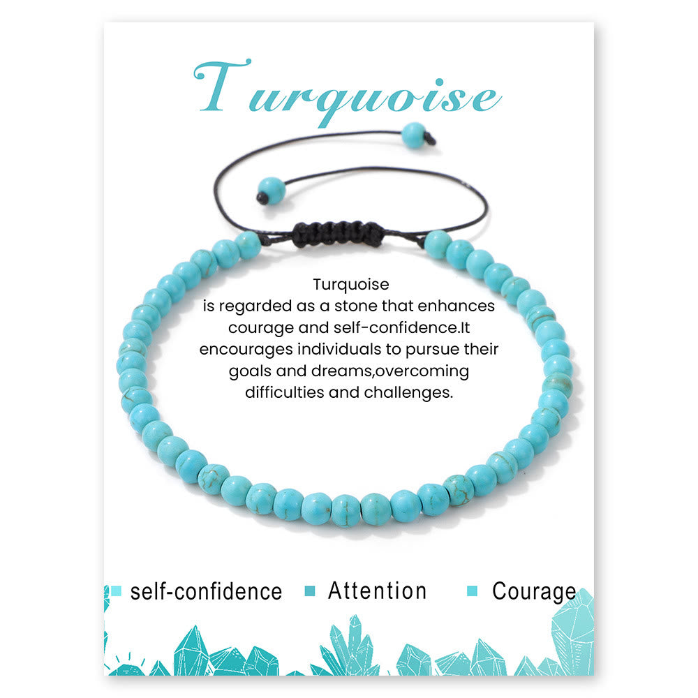 Olivenorma 4mm/6mm Natural Stone Beaded Drawstring Bracelet - Turquoise - 4mm - image 34