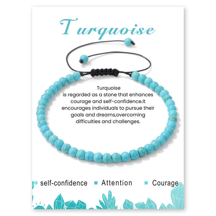 Olivenorma 4mm/6mm Natural Stone Beaded Drawstring Bracelet - Turquoise - 4mm - image 34