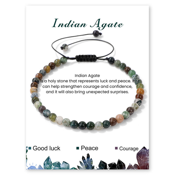 Olivenorma 4mm/6mm Natural Stone Beaded Drawstring Bracelet - India Agate - 4mm - image 54