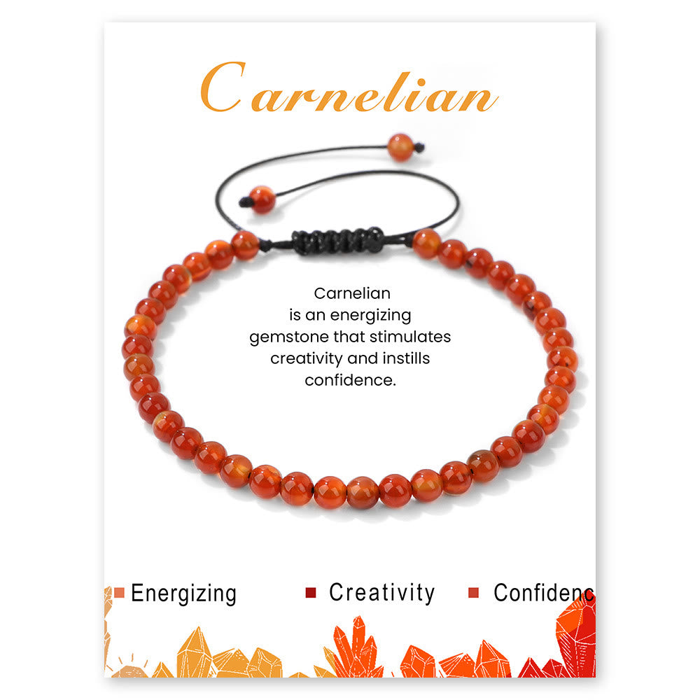 Olivenorma 4mm/6mm Natural Stone Beaded Drawstring Bracelet - Carnelian - 4mm - image 26