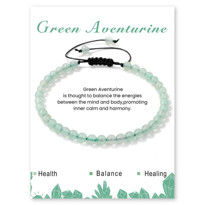 Olivenorma 4mm/6mm Natural Stone Beaded Drawstring Bracelet - Green Aventurine - 4mm - image 2