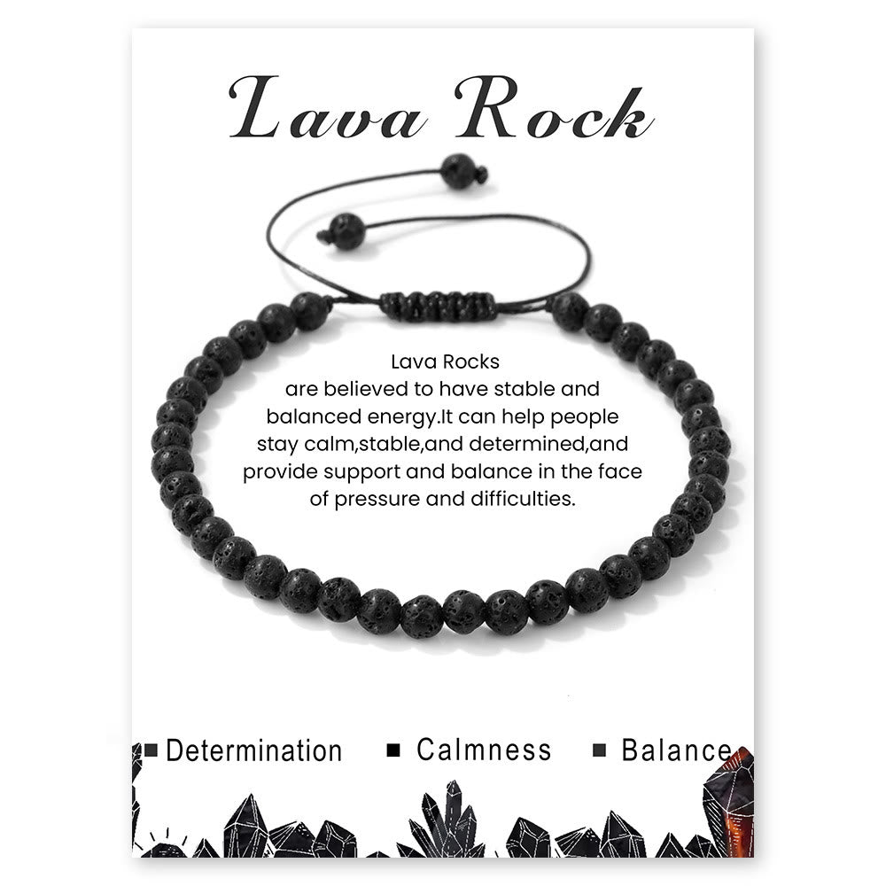 Olivenorma 4mm/6mm Natural Stone Beaded Drawstring Bracelet - Lava Stone - 4mm - image 14