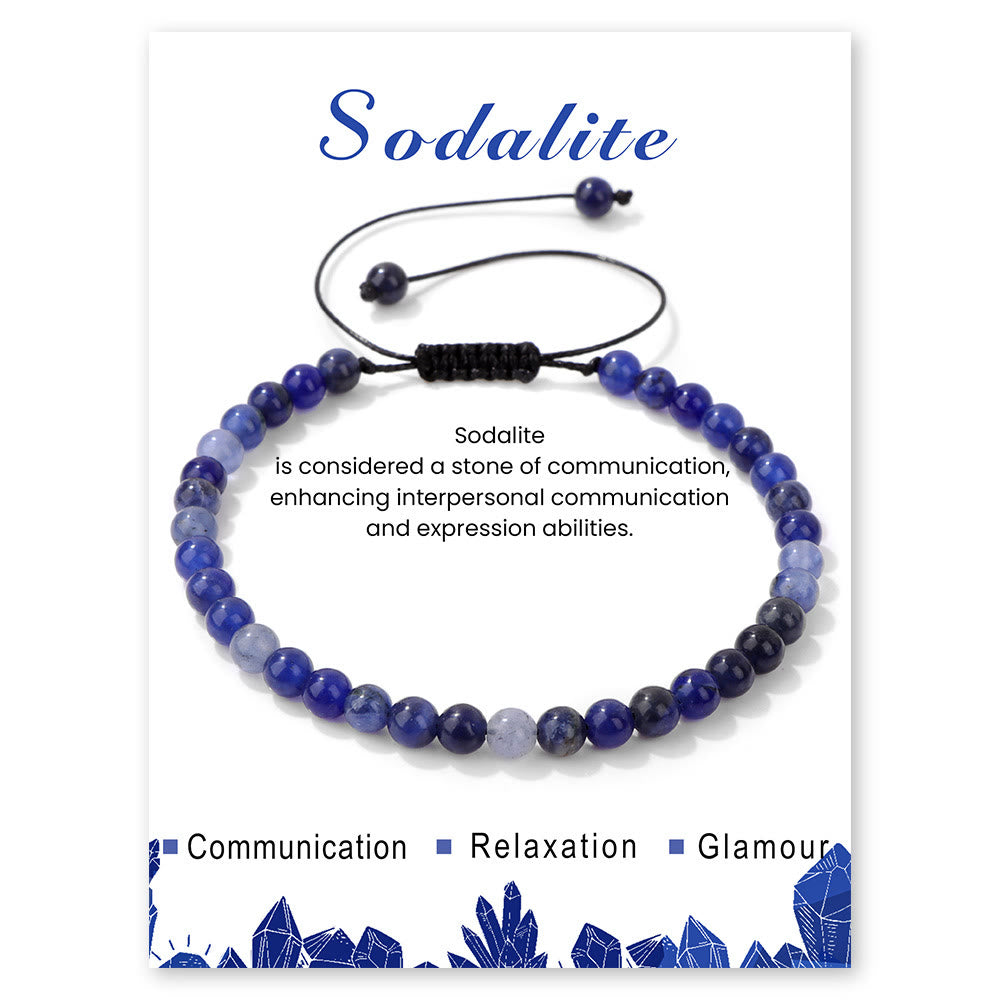 Olivenorma 4mm/6mm Natural Stone Beaded Drawstring Bracelet - Sodalite - 4mm - image 32