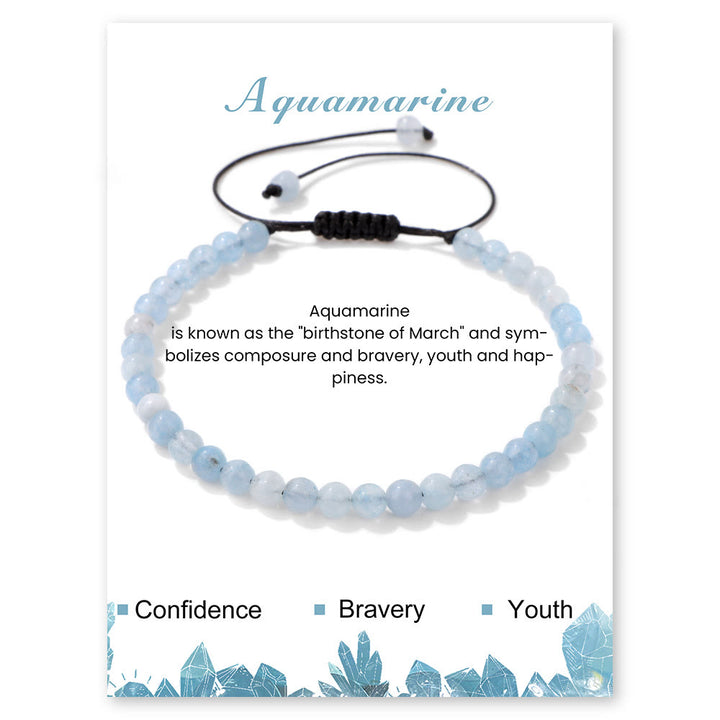 Olivenorma 4mm/6mm Natural Stone Beaded Drawstring Bracelet - Aquamarine - 4mm - image 10