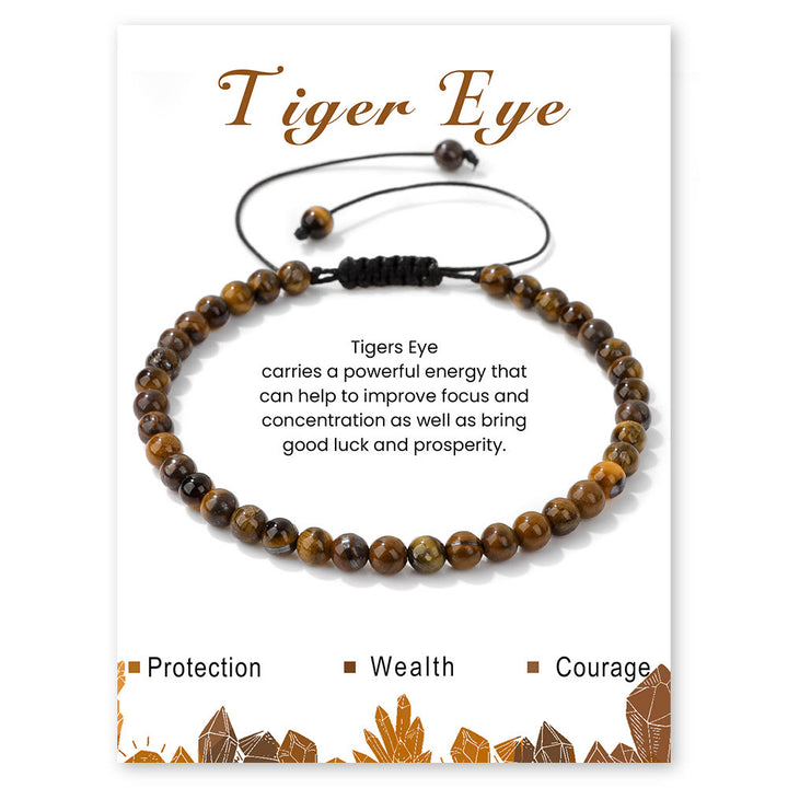 Olivenorma 4mm/6mm Natural Stone Beaded Drawstring Bracelet - Tiger Eye - 4mm - image 46