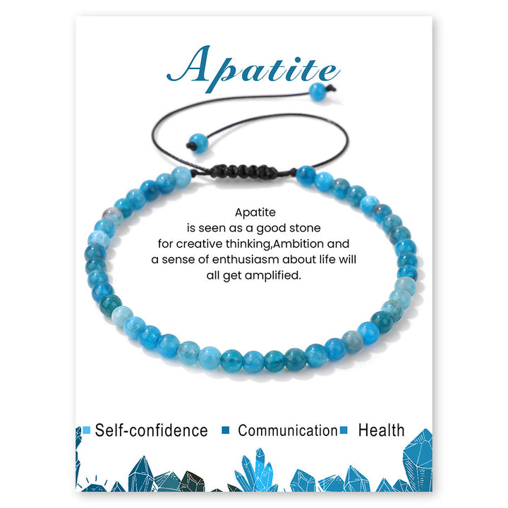 Olivenorma 4mm/6mm Natural Stone Beaded Drawstring Bracelet - Blue Apatite - 4mm - image 56