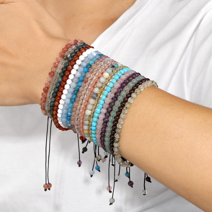 Olivenorma 4mm/6mm Natural Stone Beaded Drawstring Bracelet - image 1