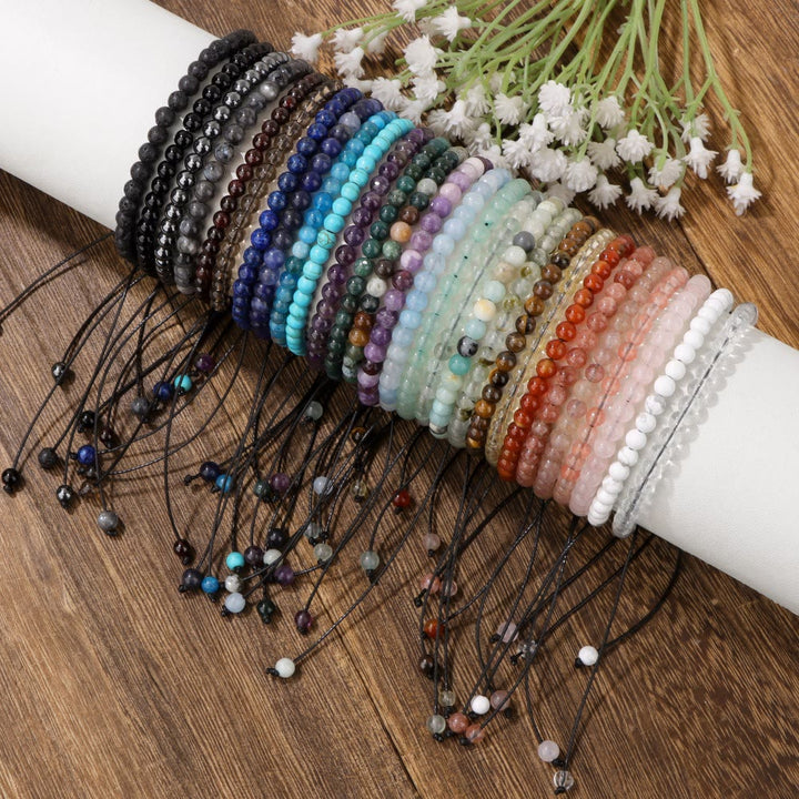 Olivenorma 4mm/6mm Natural Stone Beaded Drawstring Bracelet - image 0