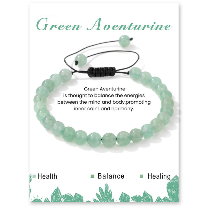 Olivenorma 4mm/6mm Natural Stone Beaded Drawstring Bracelet - Green Aventurine - 6mm - image 3