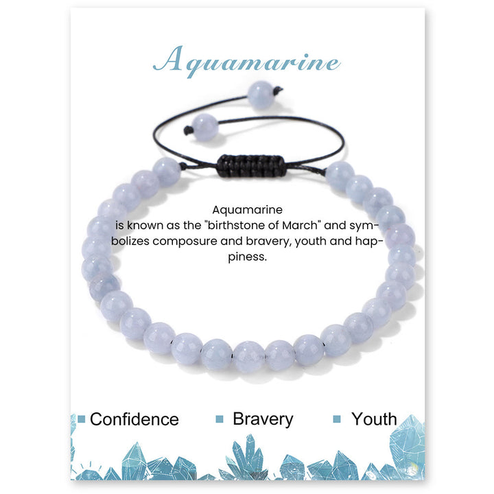 Olivenorma 4mm/6mm Natural Stone Beaded Drawstring Bracelet - Aquamarine - 6mm - image 11