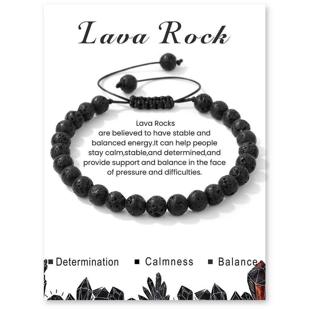 Olivenorma 4mm/6mm Natural Stone Beaded Drawstring Bracelet - Lava Stone - 6mm - image 15