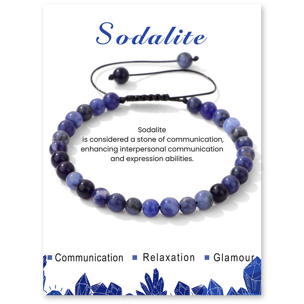 Olivenorma 4mm/6mm Natural Stone Beaded Drawstring Bracelet - Sodalite - 6mm - image 33