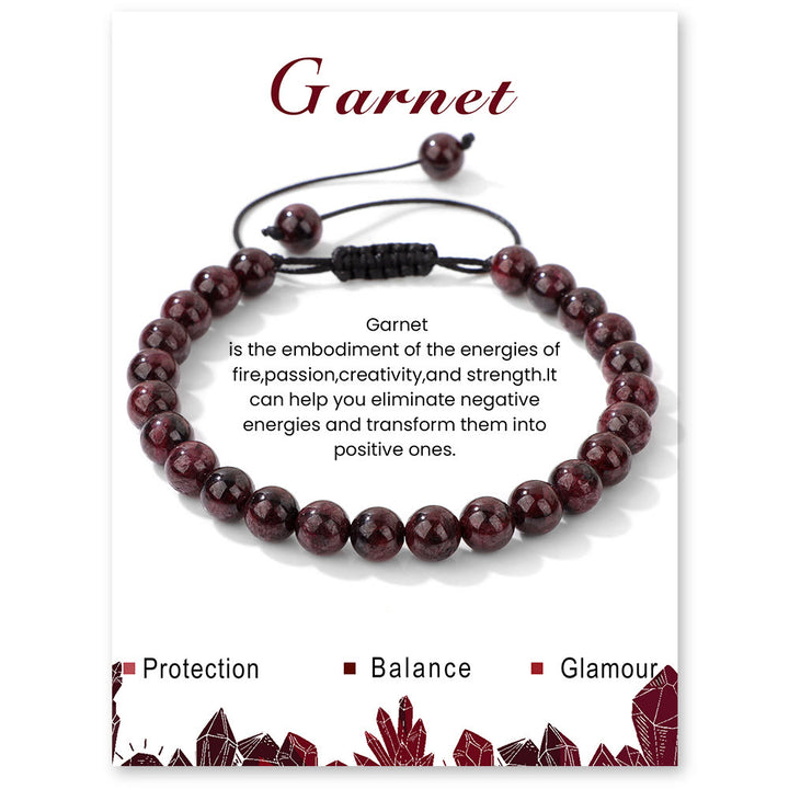 Olivenorma 4mm/6mm Natural Stone Beaded Drawstring Bracelet - Garnet - 6mm - image 43