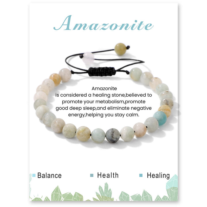 Olivenorma 4mm/6mm Natural Stone Beaded Drawstring Bracelet - Amazonite - 6mm - image 17