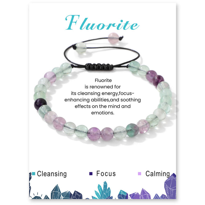 Olivenorma 4mm/6mm Natural Stone Beaded Drawstring Bracelet - Fluorite - 6mm - image 31