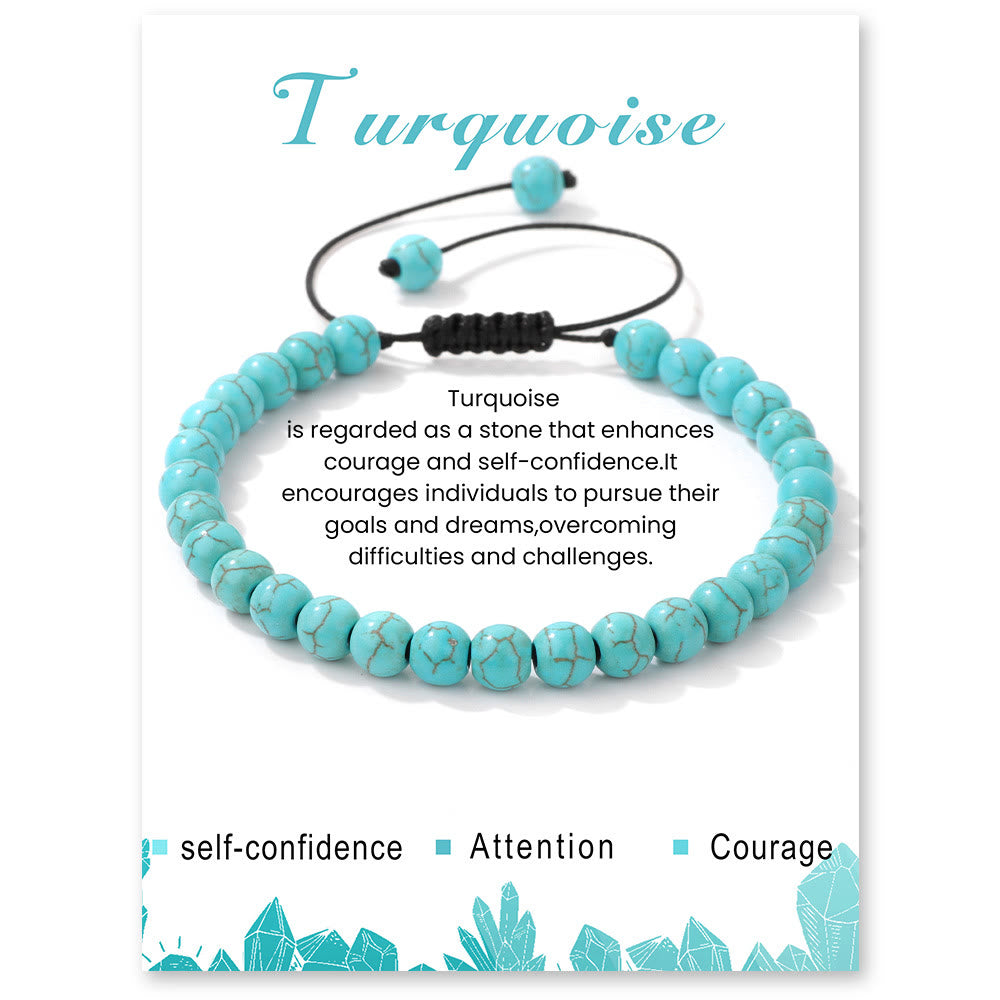 Olivenorma 4mm/6mm Natural Stone Beaded Drawstring Bracelet - Turquoise - 6mm - image 35