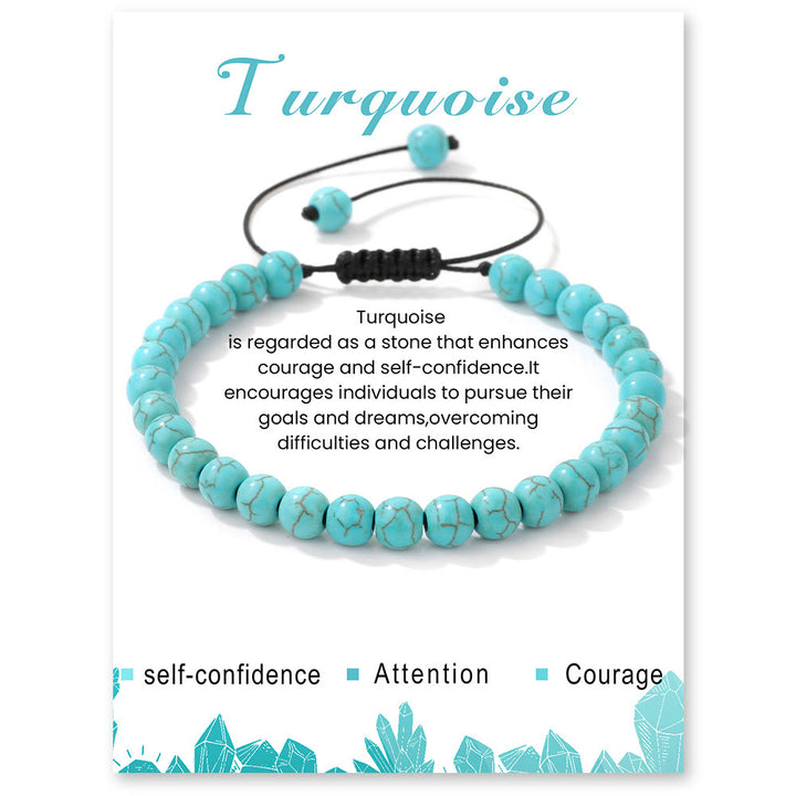 Olivenorma 4mm/6mm Natural Stone Beaded Drawstring Bracelet - Turquoise - 6mm - image 35